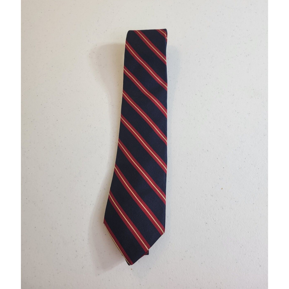 Boston Trader‎ Neck Tie Red Navy Blue Striped English Regimentals Classic 90s